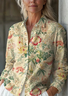 Women's Vintage Floral Print Casual Linen Cotton Shirt