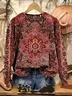 Ethnic Print Crew Neck Sweatshirt