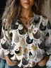 Animal Print Long Sleeve Crew Neck Shirts