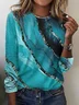 Abstract Print Long Sleeve Crew Neck T-shirt