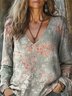 Boho Loose V Neck 3D Printing T-Shirt
