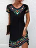 Vacation Regular Fit Floral Short Sleeve Knit Dress