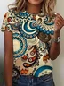 Ethnic Print Short Sleeve Crew Neck T-shirt