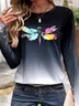 Casual Long Sleeve Round Neck T-Shirt