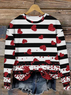 eart Print Long Sleeve Crew Neck Sweatshirt