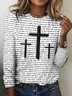 Cross pattern printed long sleeved T-shirt