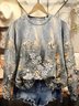 Floral Print Long Sleeve Crew Neck Sweatshirt