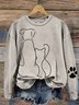 Cat & Dog Line Art Paw Print Comfy Sweatshirt