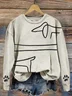 Cute Dog Line Art Print Vintage Sweatshirt