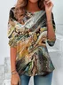 Abstract Print Long Sleeve Crew Neck T-shirt