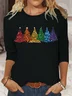 Christmas Print Long Sleeve Crew Neck T-shirt