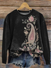 Vintage Printed Casual Sweatshirt