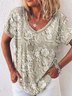 Elegant Floral Lace Embroidered V Neck T-Shirt