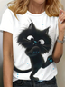 Cat Print Casual T-Shirt
