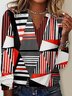 Print Casual V Neck Long Sleeve T-Shirt