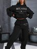 Italian Theme Women's Casual Sweatshirt and Pants Set