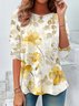 Floral Print Long Sleeve Crew Neck T-shirt