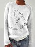 Minimalist Flower Cat Art Knitted Sweater