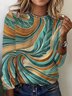 Geometric Print Long Sleeve Crew Neck T-shirt