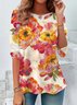 Floral Print Long Sleeve Crew Neck T-shirt