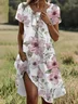 Floral Print Short Sleeve Crew Neck Dress