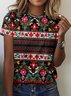 Vintage floral embroidery short sleeved T-shirt