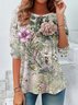Floral Print Long Sleeve Crew Neck T-shirt