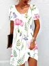 Floral Print Short Sleeve Crew Neck Dress
