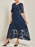 Women's Short Sleeve Summer Floral Dress V Neck Bell Sleeve  Elegant Wedding Guest Blue Flowy Maxi Dress