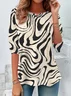 Women's Stripen Print Casual Round Neck Tunic T-Shirt