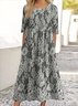 Lace floral casual mid sleeve dress