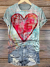 Women's Love Valentine's Day Casual Round Neck Short Sleeve T-Shirt