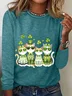 St. Patrick’S Day Cats Casual Long Sleeve Shirt