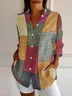 Shawl Collar Loose Contrast Stitching Street Shirt