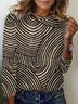 Women's Long Sleeve T-shirt Spring/Fall As Picture Abstract Stripes Printing Jersey Crew Neck Daily Going Out Casual Top