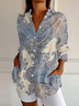 Street Paisley Shawl Collar Linen Blend Shirt