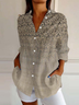 Casual Loose Shawl Collar Gradient Pattern Shirt