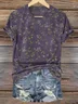 Women's vintage floral print casual long sleeve comfortable T-shirt