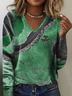 Women's Shamrock St. Patrick's Day Casual Print Long Sleeve V-Neck T-Shirt