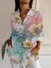 Women's Long Sleeve Shirt Spring/Fall As Picture Floral Buckle Shirt Collar Daily Going Out Casual Top