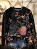 Women's Floral Spring Casual Print Long Sleeve Crew Neck Sweatshirt
