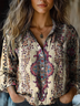 Ladies vintage cute floral art print casual long sleeve comfortable shirt