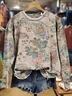 Women's Spring Floral Casual Print Crew Neck Long Sleeve Sweatshirt