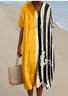 Boho Multicolor Block Loose V Neck Dress With No