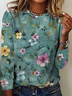 Women's Vintage Art Floral Print Cotton T-Shirt