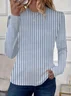 Women's Striped Print Casual Round Neck Long Sleeve T-Shirt
