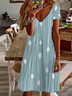 Women's Striped Spring Print Casual Short Sleeve V-Neck Dress