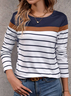 Women's Striped Casual Printed Round Neck Long Sleeve T-Shirt