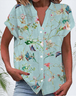 Women's Short Sleeve Shirt Summer Green Floral Printing V Neck Daily Going Out Casual Top