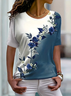 Women's Floral Spring Print Crew Neck Short Sleeve T-Shirt